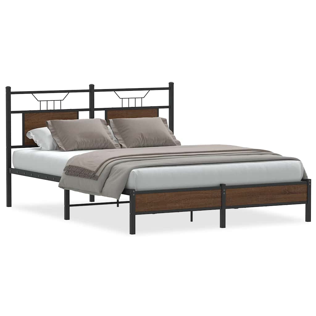 Bed Frame without Mattress Brown Oak 150x200 cm King Size Engineered Wood