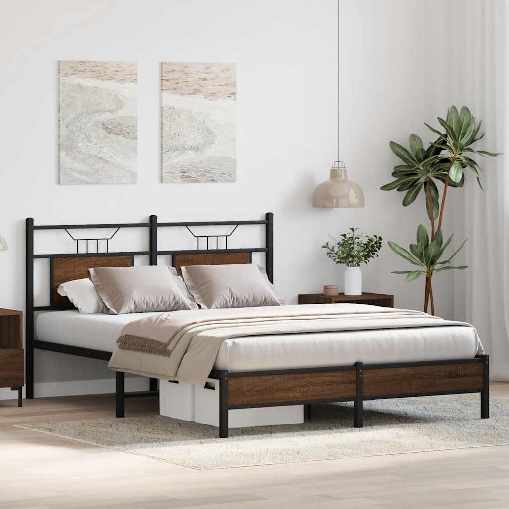 Bed Frame without Mattress Brown Oak 150x200 cm King Size Engineered Wood