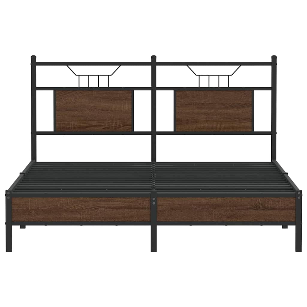 Bed Frame without Mattress Brown Oak 150x200 cm King Size Engineered Wood