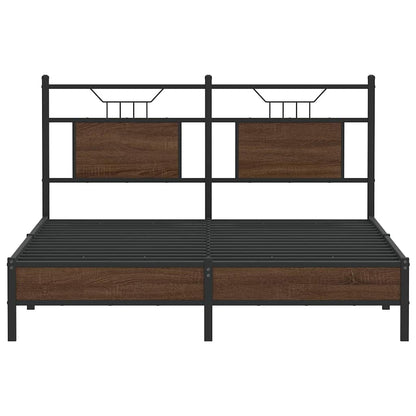 Bed Frame without Mattress Brown Oak 150x200 cm King Size Engineered Wood