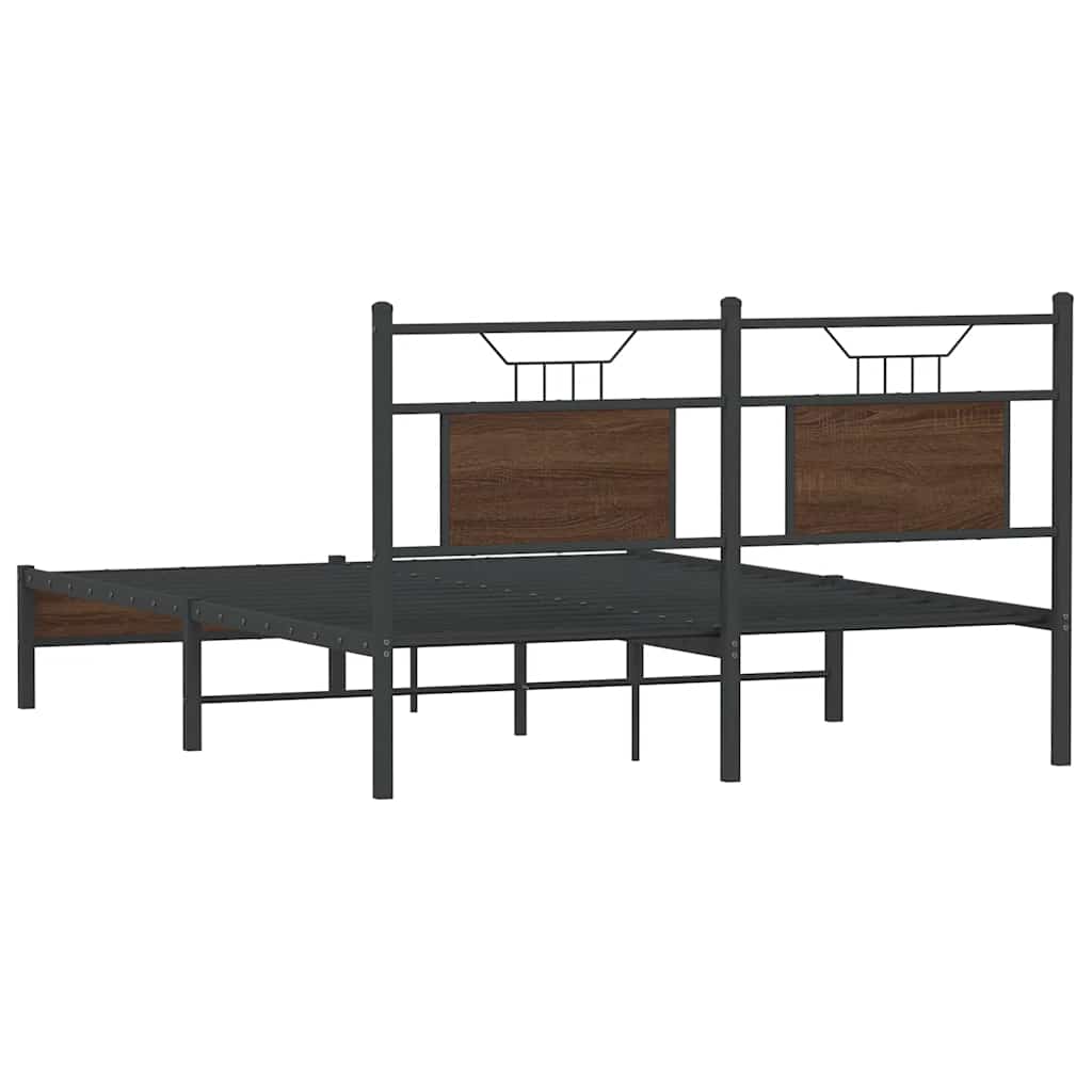 Bed Frame without Mattress Brown Oak 150x200 cm King Size Engineered Wood