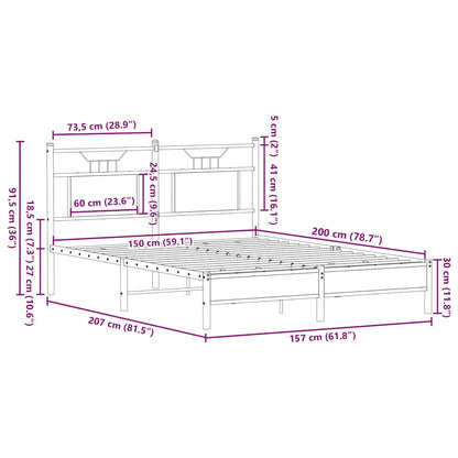 Bed Frame without Mattress Brown Oak 150x200 cm King Size Engineered Wood