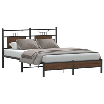 Bed Frame without Mattress Brown Oak 150x200 cm King Size Engineered Wood