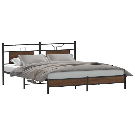 Bed Frame without Mattress Brown Oak 160x200 cm Engineered Wood