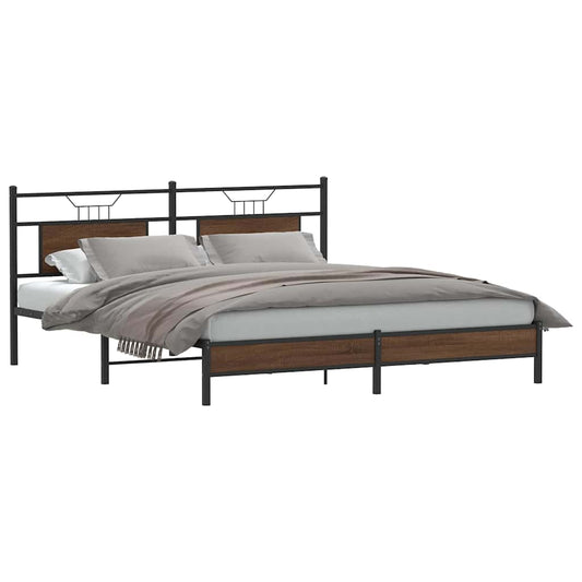 Bed Frame without Mattress Brown Oak 183x213 cm Engineered Wood