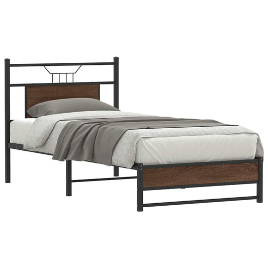 Bed Frame without Mattress Brown Oak 75x190 cm Small Single Engineered Wood