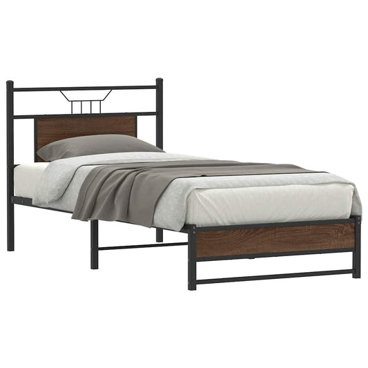Bed Frame without Mattress Brown Oak 90x200 cm Engineered Wood