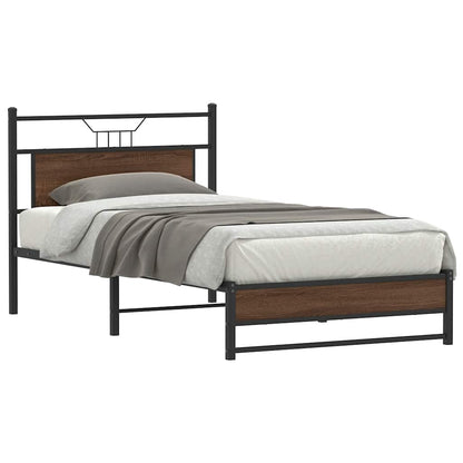 Bed Frame without Mattress Brown Oak 100x190 cm Engineered Wood