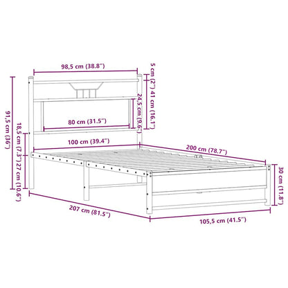 Bed Frame without Mattress Brown Oak 100x200 cm Engineered Wood