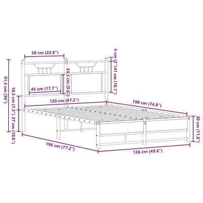 Bed Frame without Mattress Brown Oak 120x190 cm Small Double Engineered Wood