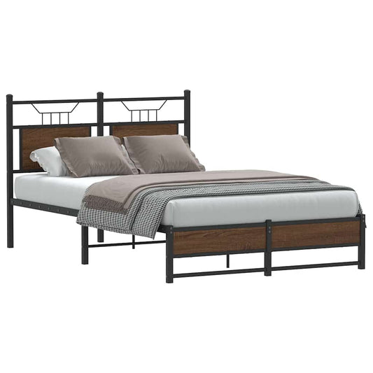 Bed Frame without Mattress Brown Oak 120x190 cm Small Double Engineered Wood