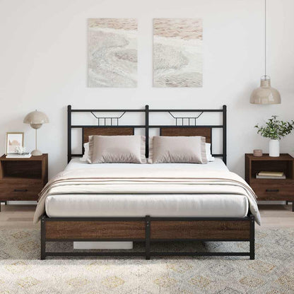 Bed Frame without Mattress Brown Oak 140x190 cm Engineered Wood