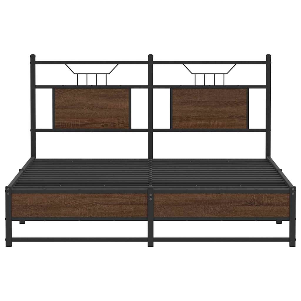 Bed Frame without Mattress Brown Oak 140x190 cm Engineered Wood