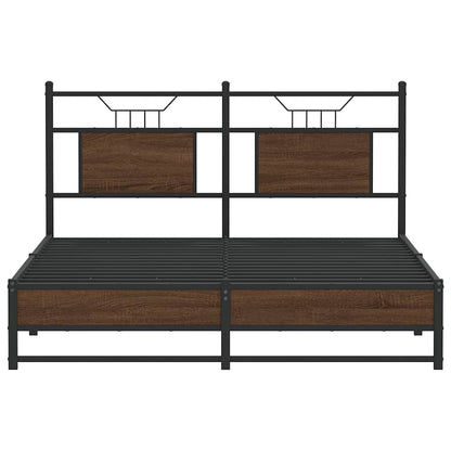 Bed Frame without Mattress Brown Oak 140x200 cm Engineered Wood
