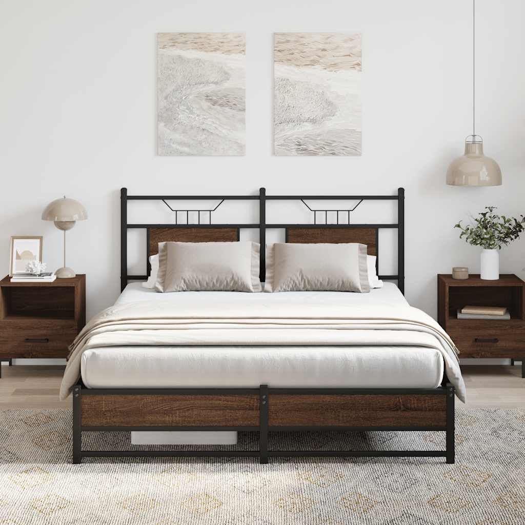 Bed Frame without Mattress Brown Oak 150x200 cm King Size Engineered Wood