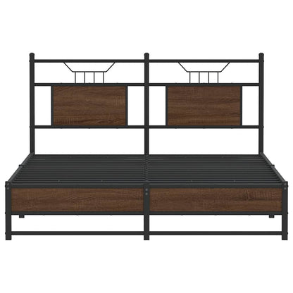 Bed Frame without Mattress Brown Oak 150x200 cm King Size Engineered Wood