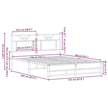 Bed Frame without Mattress Brown Oak 150x200 cm King Size Engineered Wood