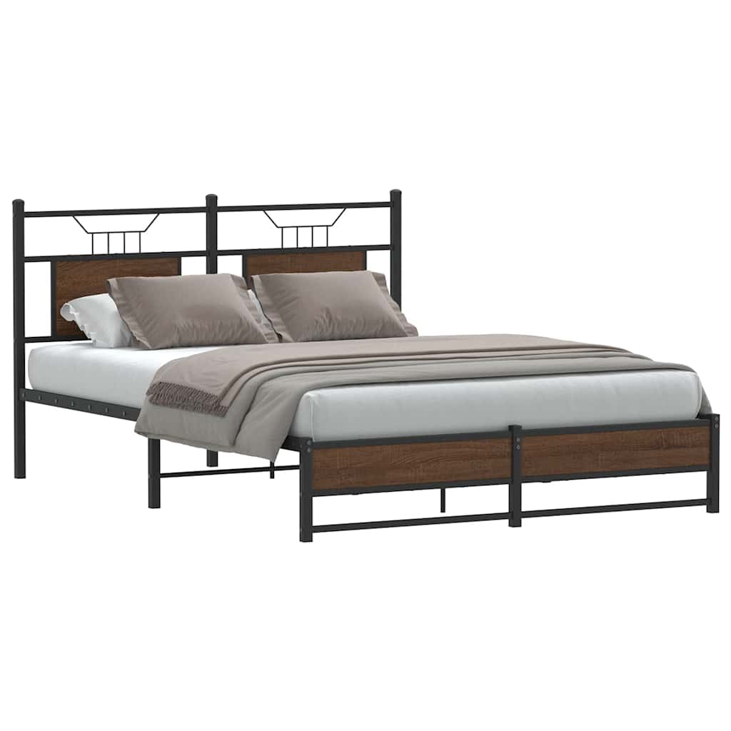 Bed Frame without Mattress Brown Oak 150x200 cm King Size Engineered Wood