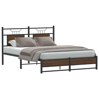 Bed Frame without Mattress Brown Oak 150x200 cm King Size Engineered Wood