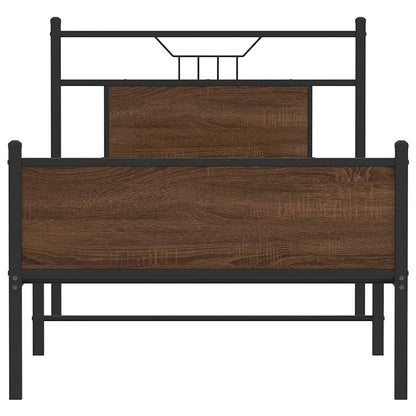 Bed Frame without Mattress Brown Oak 75x190 cm Small Single Engineered Wood