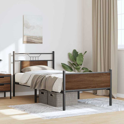 Bed Frame without Mattress Brown Oak 90x190 cm Single Engineered Wood