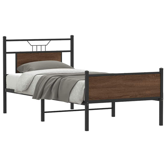 Bed Frame without Mattress Brown Oak 90x190 cm Single Engineered Wood
