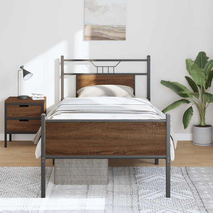 Bed Frame without Mattress Brown Oak 90x200 cm Engineered Wood