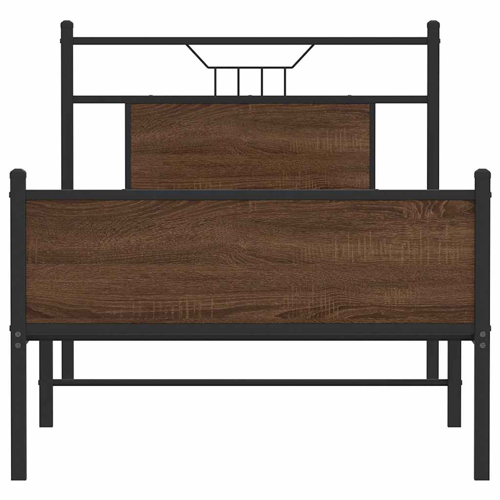 Bed Frame without Mattress Brown Oak 90x200 cm Engineered Wood