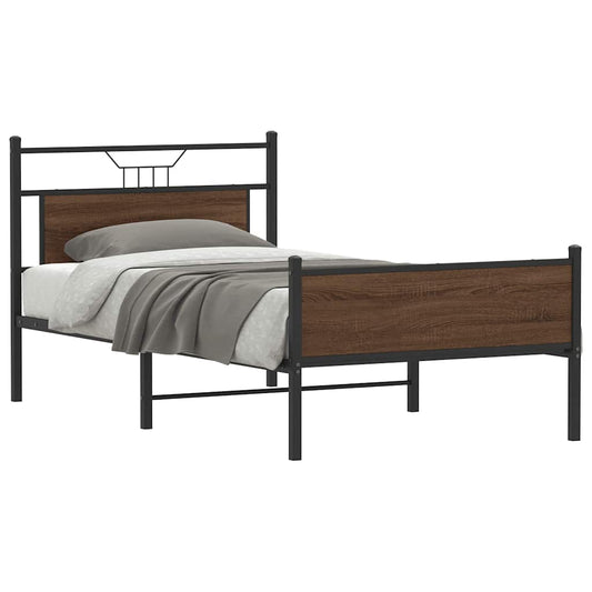 Bed Frame without Mattress Brown Oak 100x200 cm Engineered Wood