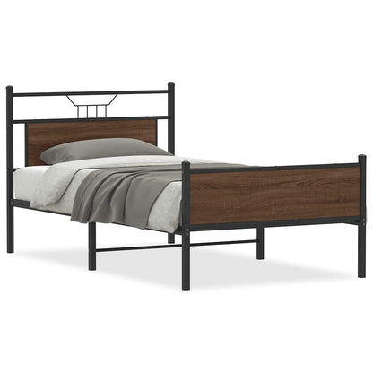 Bed Frame without Mattress Brown Oak 107x203 cm Engineered Wood