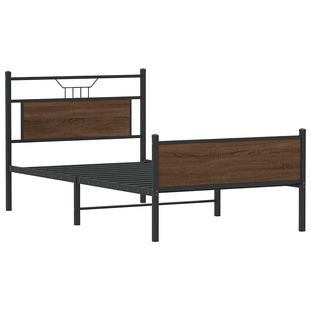 Bed Frame without Mattress Brown Oak 107x203 cm Engineered Wood