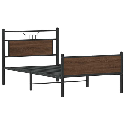 Bed Frame without Mattress Brown Oak 107x203 cm Engineered Wood