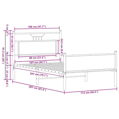 Bed Frame without Mattress Brown Oak 107x203 cm Engineered Wood