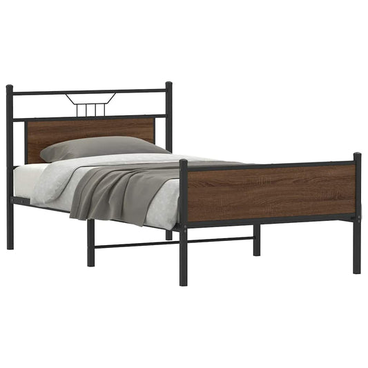 Bed Frame without Mattress Brown Oak 107x203 cm Engineered Wood
