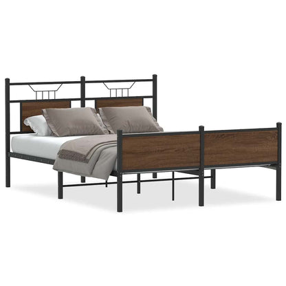 Bed Frame without Mattress Brown Oak 140x190 cm Engineered Wood