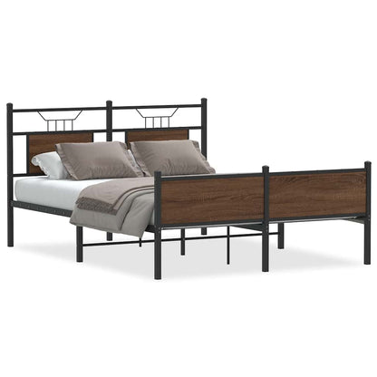 Bed Frame without Mattress Brown Oak 140x200 cm Engineered Wood