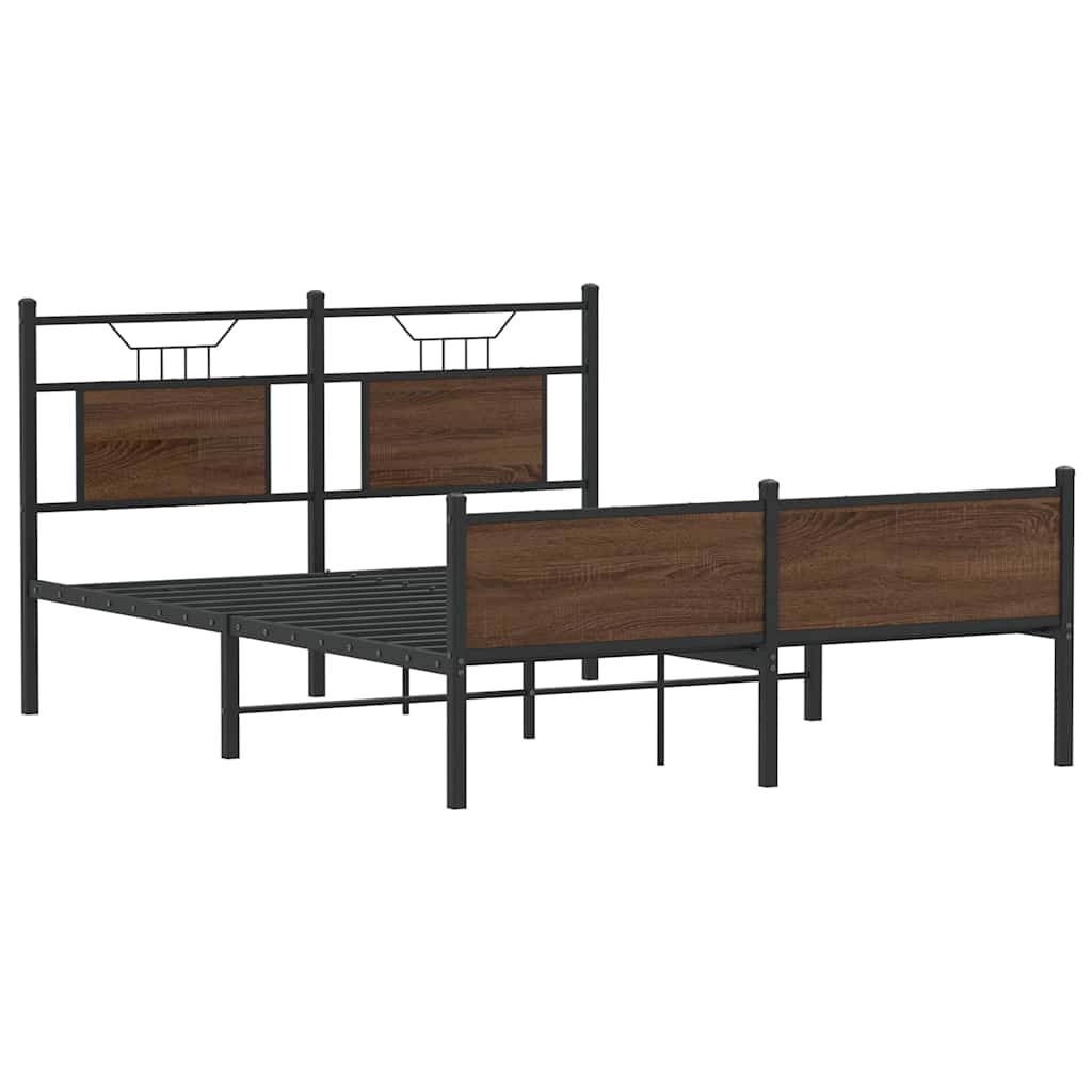 Bed Frame without Mattress Brown Oak 140x200 cm Engineered Wood