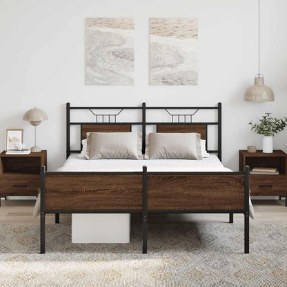 Bed Frame without Mattress Brown Oak 140x200 cm Engineered Wood