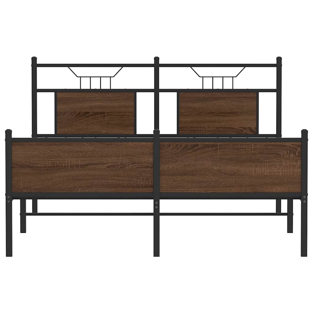 Bed Frame without Mattress Brown Oak 140x200 cm Engineered Wood