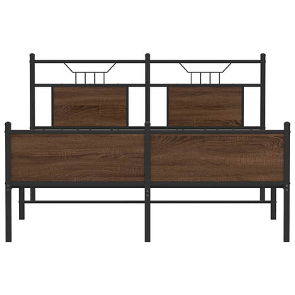 Bed Frame without Mattress Brown Oak 140x200 cm Engineered Wood