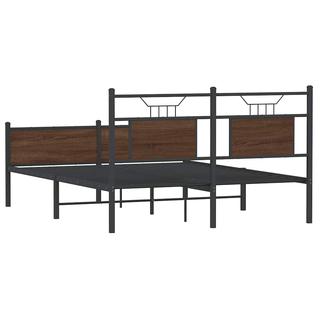 Bed Frame without Mattress Brown Oak 140x200 cm Engineered Wood