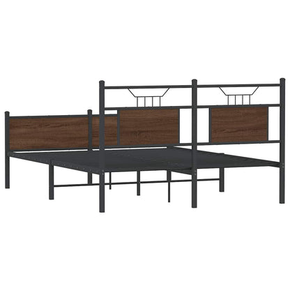 Bed Frame without Mattress Brown Oak 140x200 cm Engineered Wood
