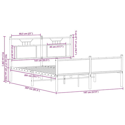 Bed Frame without Mattress Brown Oak 140x200 cm Engineered Wood