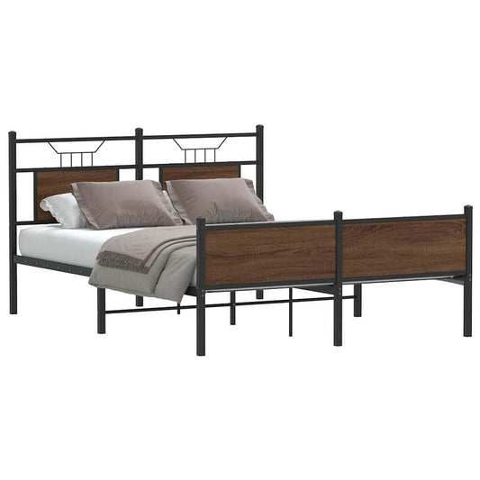 Bed Frame without Mattress Brown Oak 140x200 cm Engineered Wood