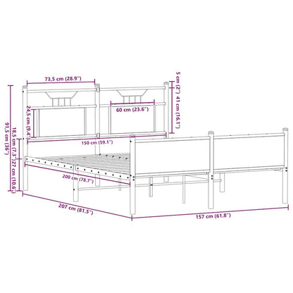 Bed Frame without Mattress Brown Oak 150x200 cm King Size Engineered Wood