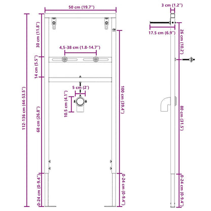 Bathroom Wall Support Manual Blue 50 x 17.5 x 136 cm Steel