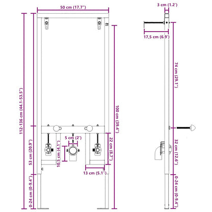 Bathroom Wall Support Manual Blue 50 x 17.5 x 136 cm Steel