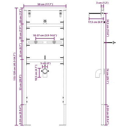 Bathroom Wall Support Manual Blue 50 x 17.5 x 136 cm Steel
