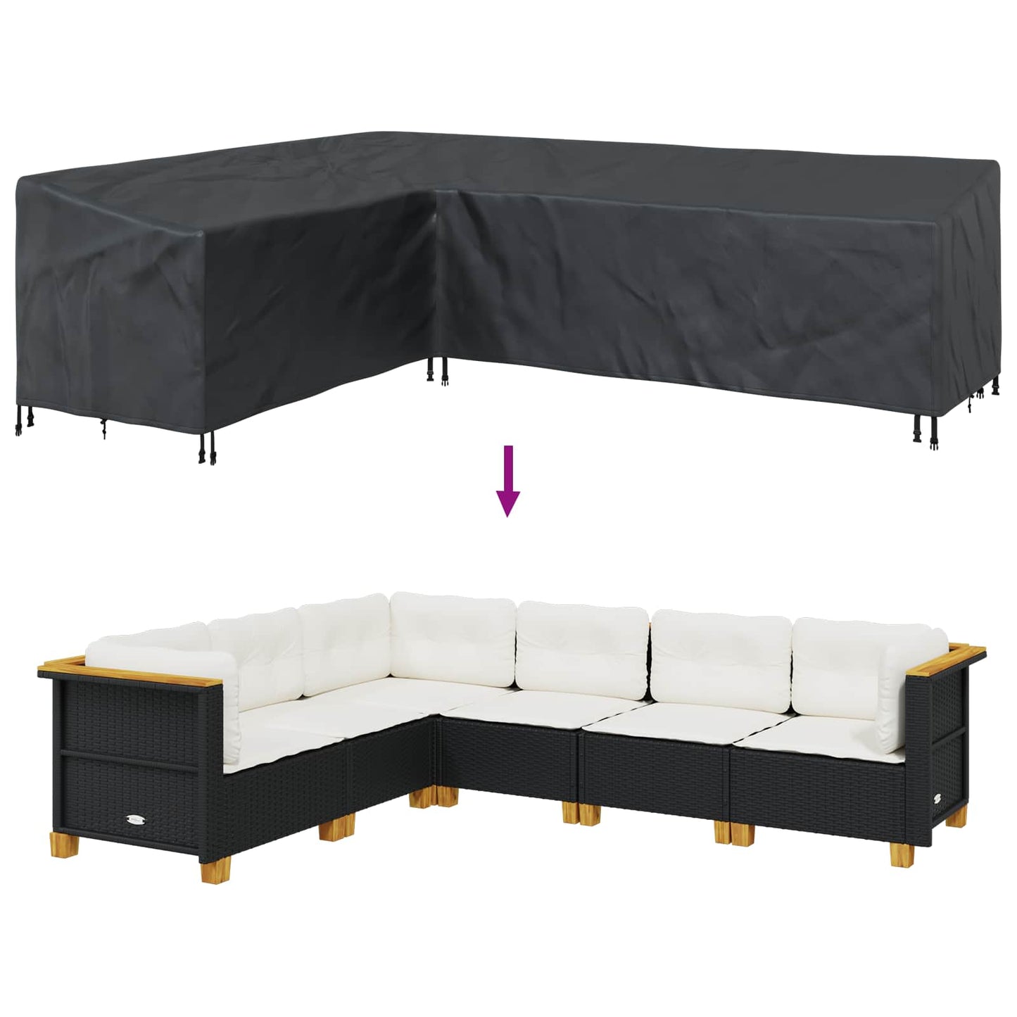 Outdoor Furniture Cover Black 286 x 222 x 80 cm 600D fabric