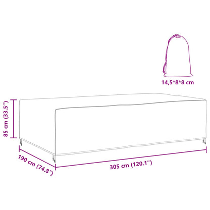 Outdoor Furniture Cover Black 305 x 190 x 85 cm 210D